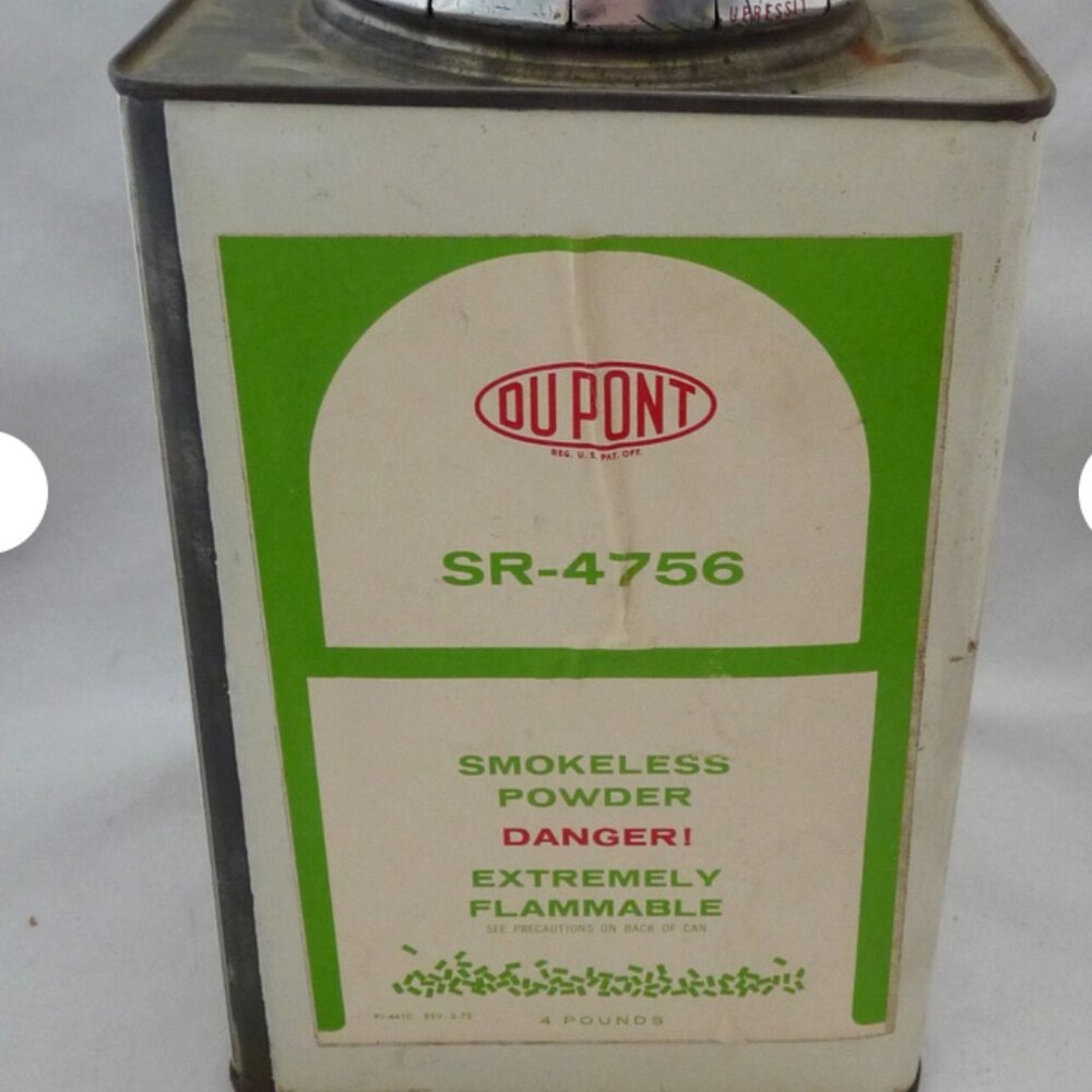 Vintage Dupont SR-4756 Smokeless Powder 4 lb Tin Empty 9" du Pont advertising